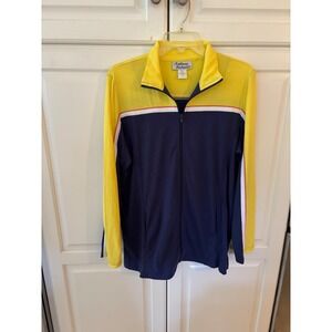 Anthony Richards Womens Track Jacket Zip Up Yellow Navy White Red Stripes‎ LG